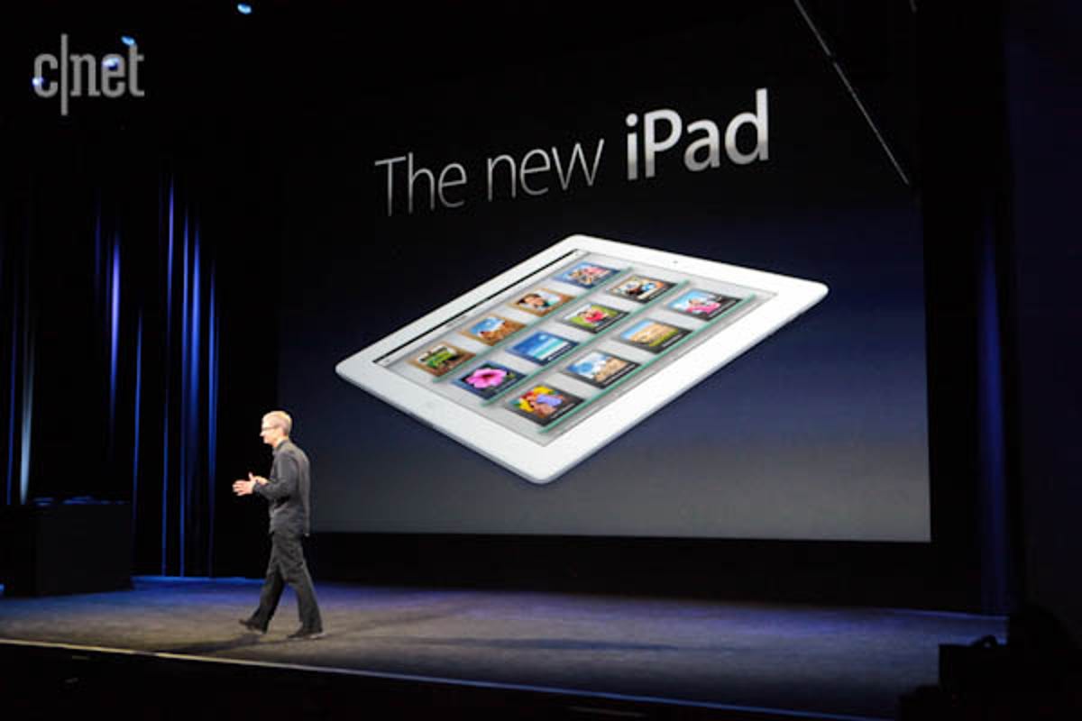 Tim Cook earlier this year announcing the new iPad.