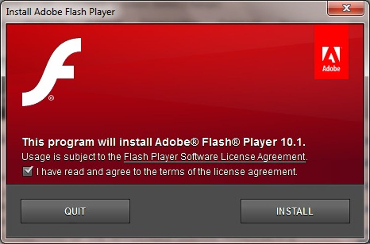 Adobe Flash Player update pop-up