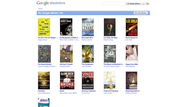 A look at the dashboard for Google eBooks.