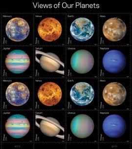 Block of planet stamps.