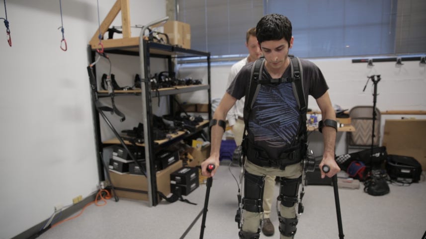 Watch this robotic exoskeleton help a paralyzed man walk