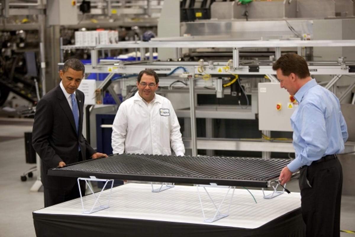 President Obama during a May 2010 visit to Solyndra's Fremont, Calif., ,which was financed partially by the Department of Energy.