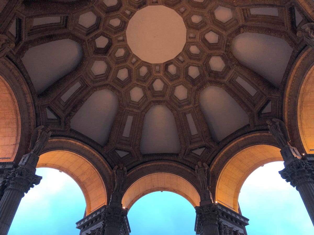 The dramatic arches of the rotunda at the Palace of Fine Arts.