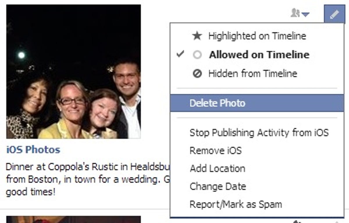 Facebook Activity Log edit settings