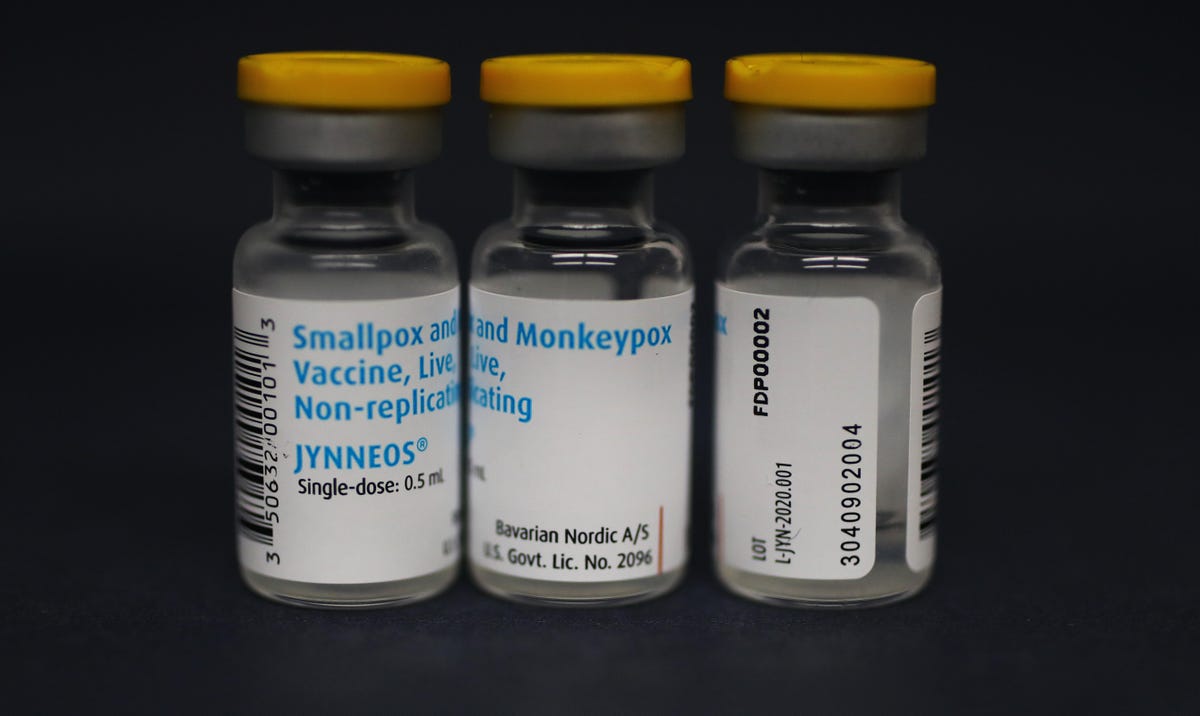 Three vials of monkeypox vaccine