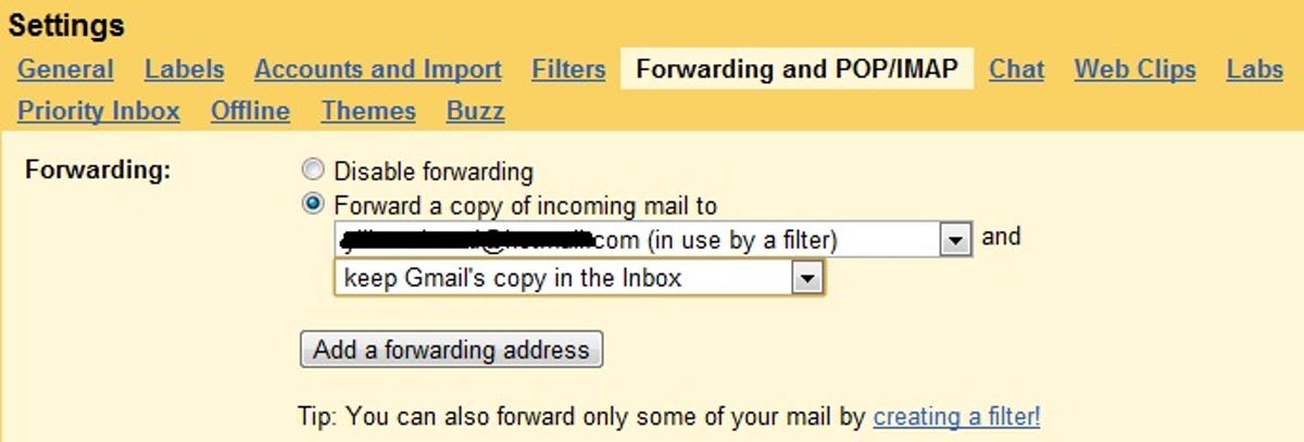 Gmail Forwarding and POP/IMAP settings