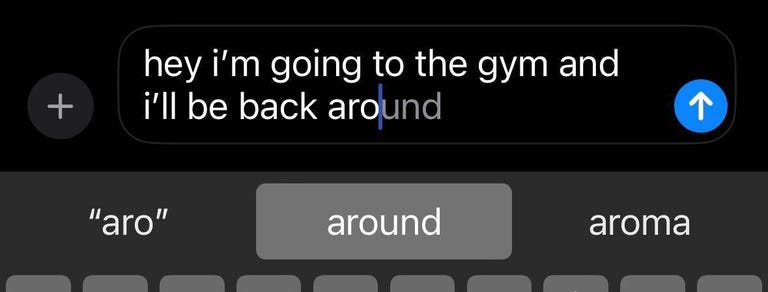 A text message that reads hey I'm going to the gym and i'll be back around