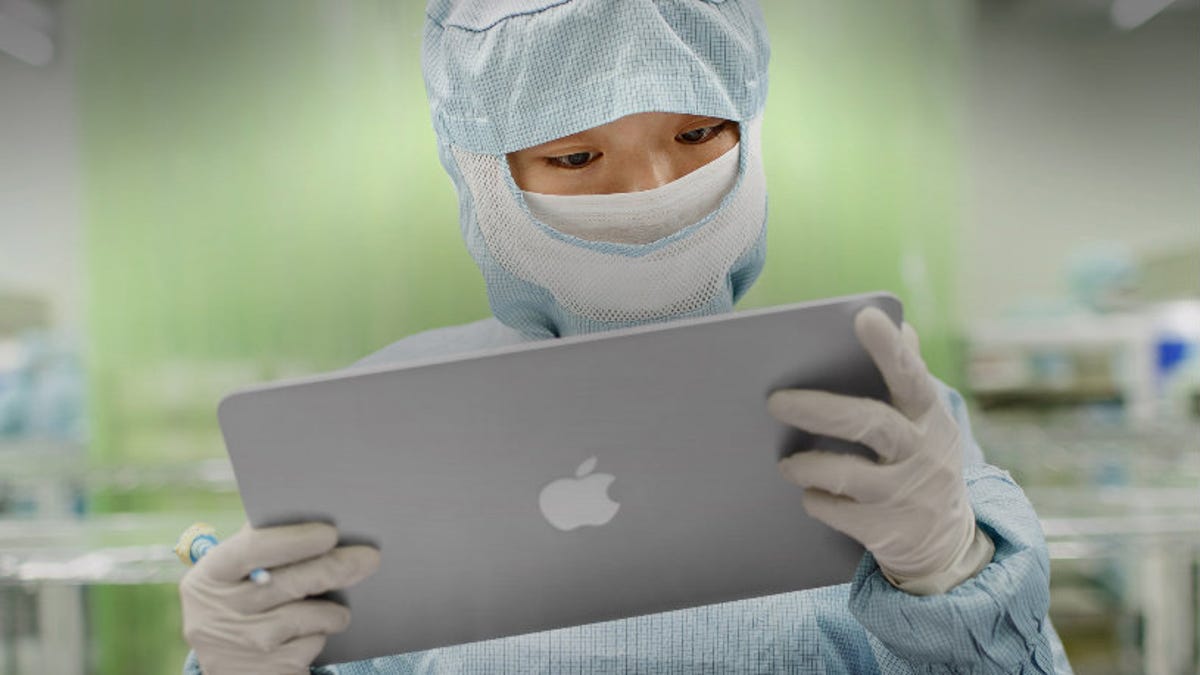 Apple factory worker