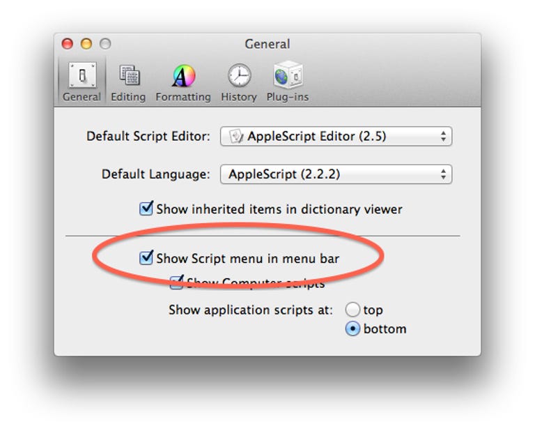 AppleScript menu option