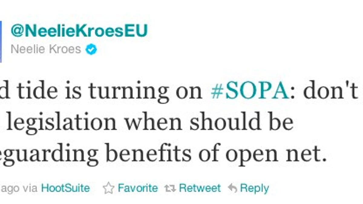 Neelie Kroes is no fan of SOPA.