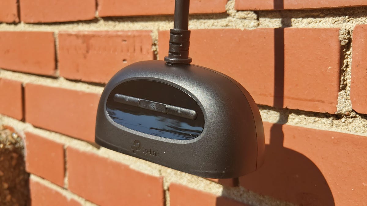 Closeup of an outdoor smart plug