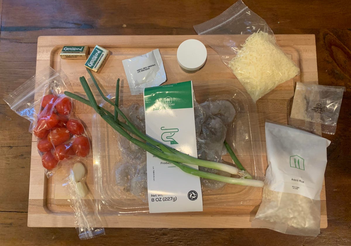 Meal kit ingredients in copious plastic