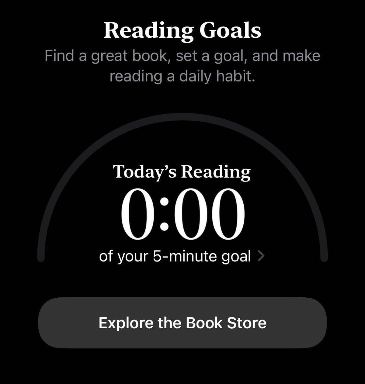 Metas de leitura no aplicativo Livros