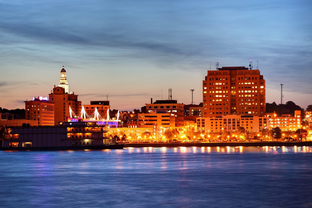 View of downtown Davenport, Iowa from the Mississippi River