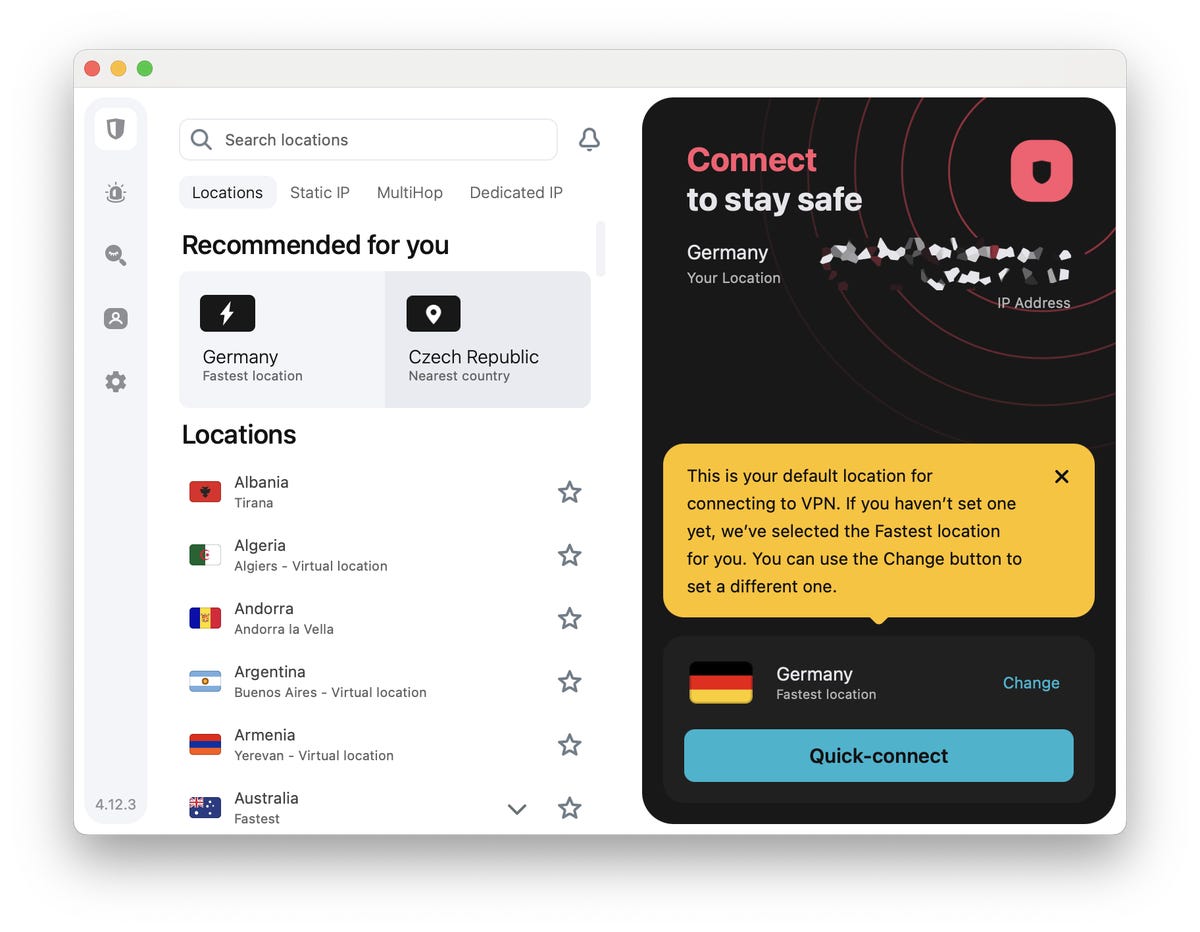 Surfshark VPN app on Mac