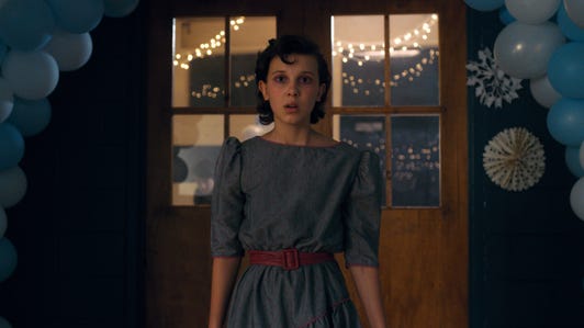 Eleven looking a little older in Stranger Things
