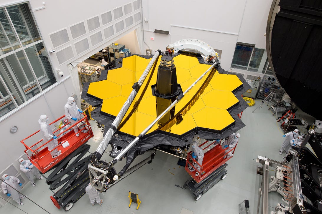 The 18-section mirror of the James Webb Space Telescope.