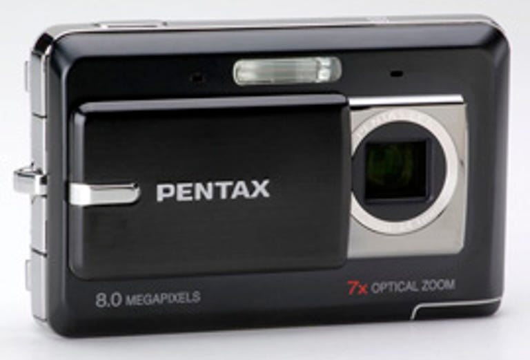 Pentax's new 8MP Z10 sports a horizontally sliding lens cover.