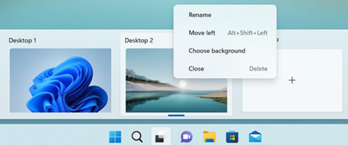 Moving desktops in Windows 11