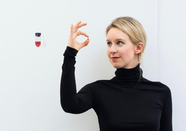 Elizabeth Holmes in a still from the movie The Inventor: Out for Blood in Silicon Valley