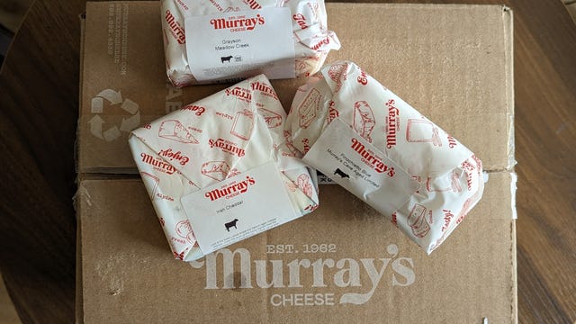 murray's cheese box with three cheeses