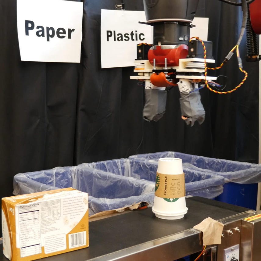 Watch this robot identify and sort recycled goods