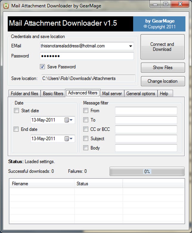 Multiple Attachment Downloader screen 3