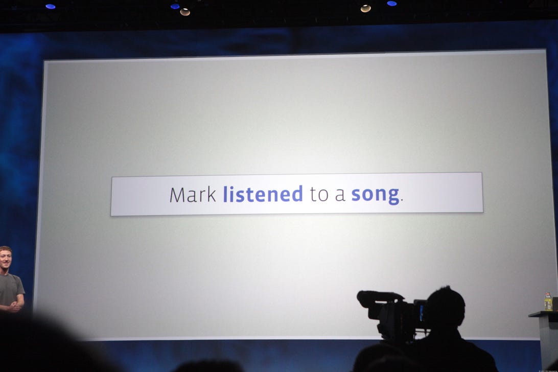 Facebook updates will now include verbs when people listen to songs, cook a meal, or watch a show.
