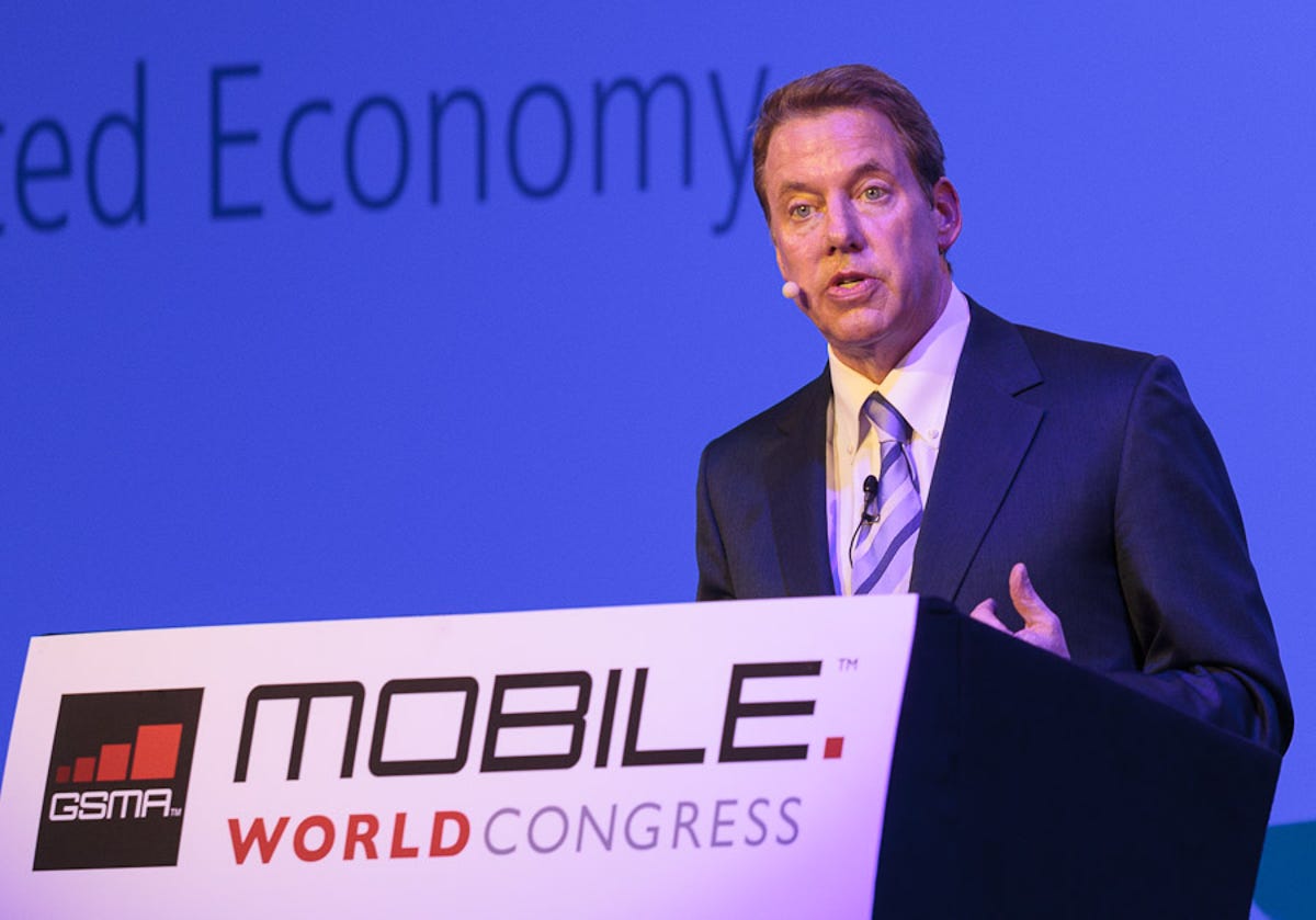 Ford Motor Company executive chairman Bill Ford speaking at the Mobile World Congress mobile-technology show in Barcelona, Spain.