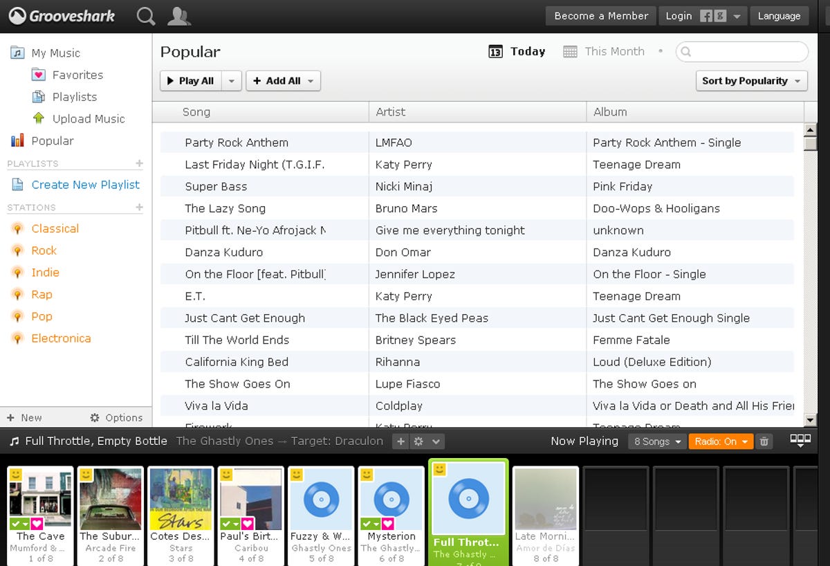 Screenshot of Grooveshark.