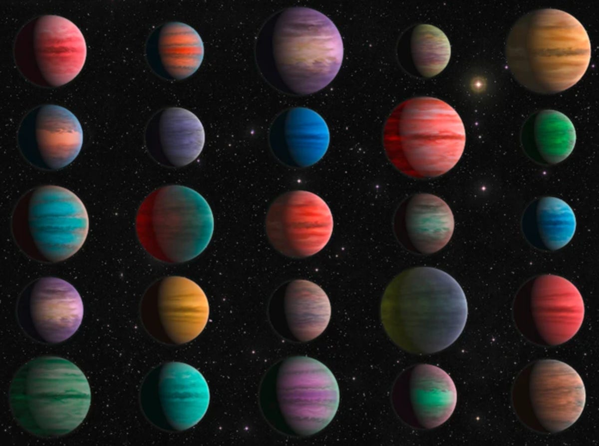 What the study team's brilliantly colored exoplanets might look like out in the universe.