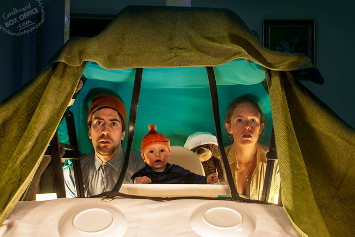 This recreated scene from "The Life Aquatic with Steve Zissou" shows that even with just cardboard boxes, blankets and a few knit caps, you can have an adventure at sea.