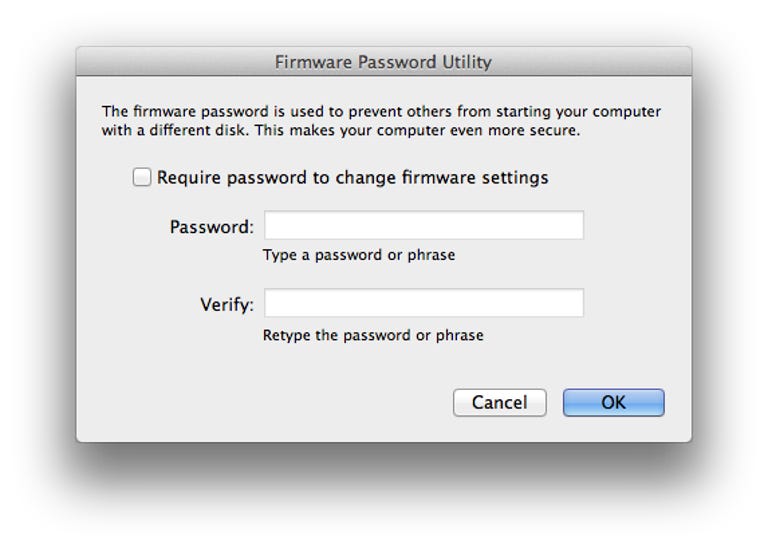 Firmware Password Utility in OS X