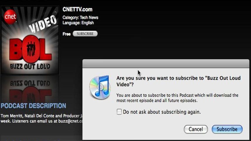 Subscribing to podcasts in iTunes