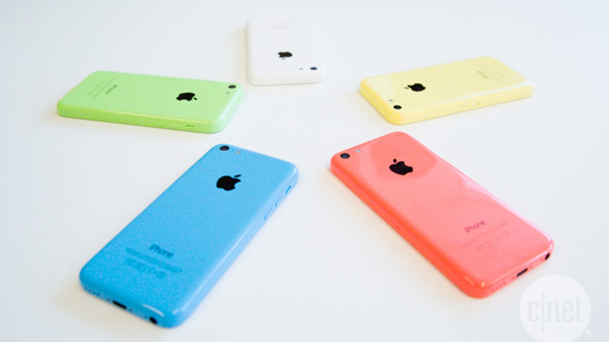 Apple's new iPhone 5C of many colors.