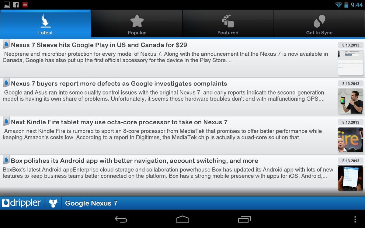 Drippler news-aggregating app for Android
