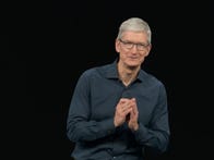 <p>Apple CEO Tim Cook on stage at an Apple product announcement.</p>