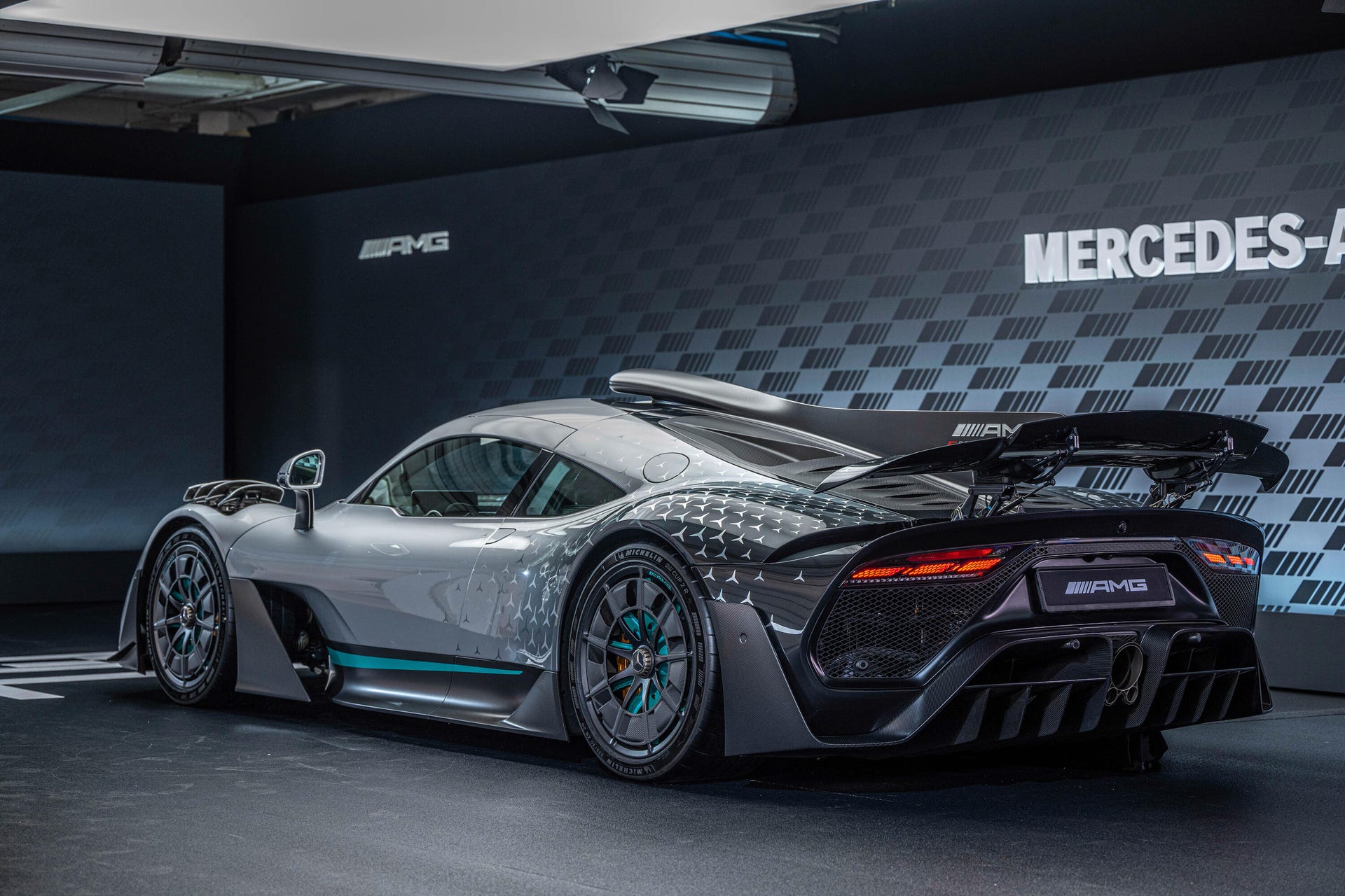 Mercedes-AMG One Hypercar from a rear angle