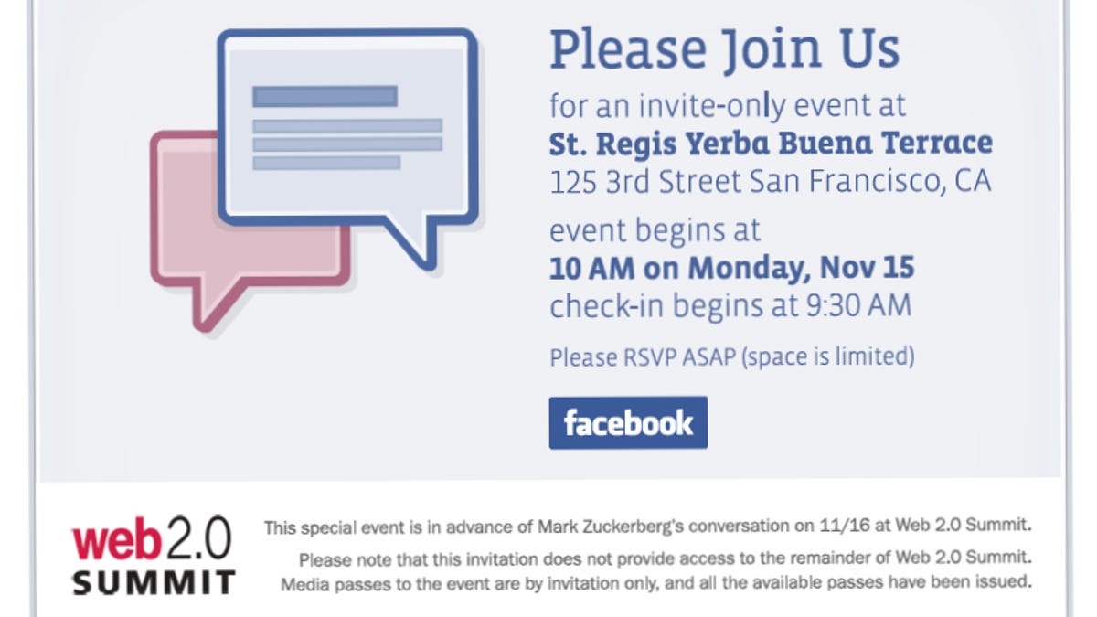 Facebook's invite for its event next week.