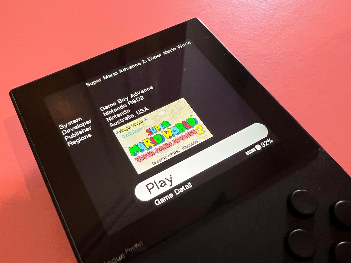 Analogue Pocket screen showing Super Mario World game information