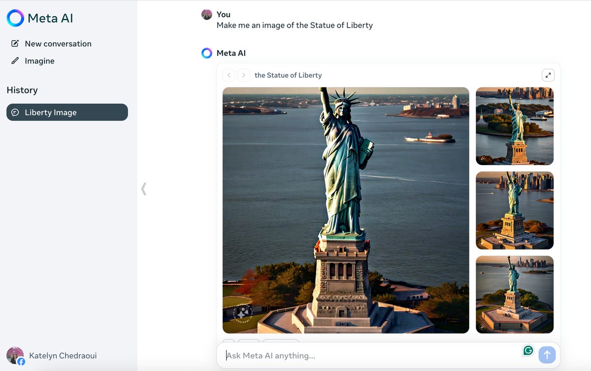 Meta AI generated photos of the Statue of Liberty