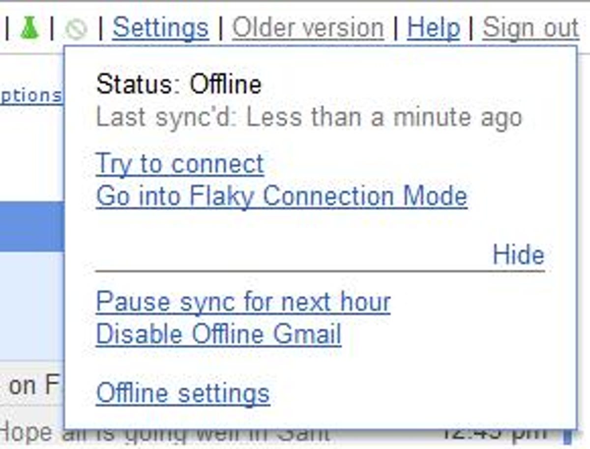 Offline Gmail settings