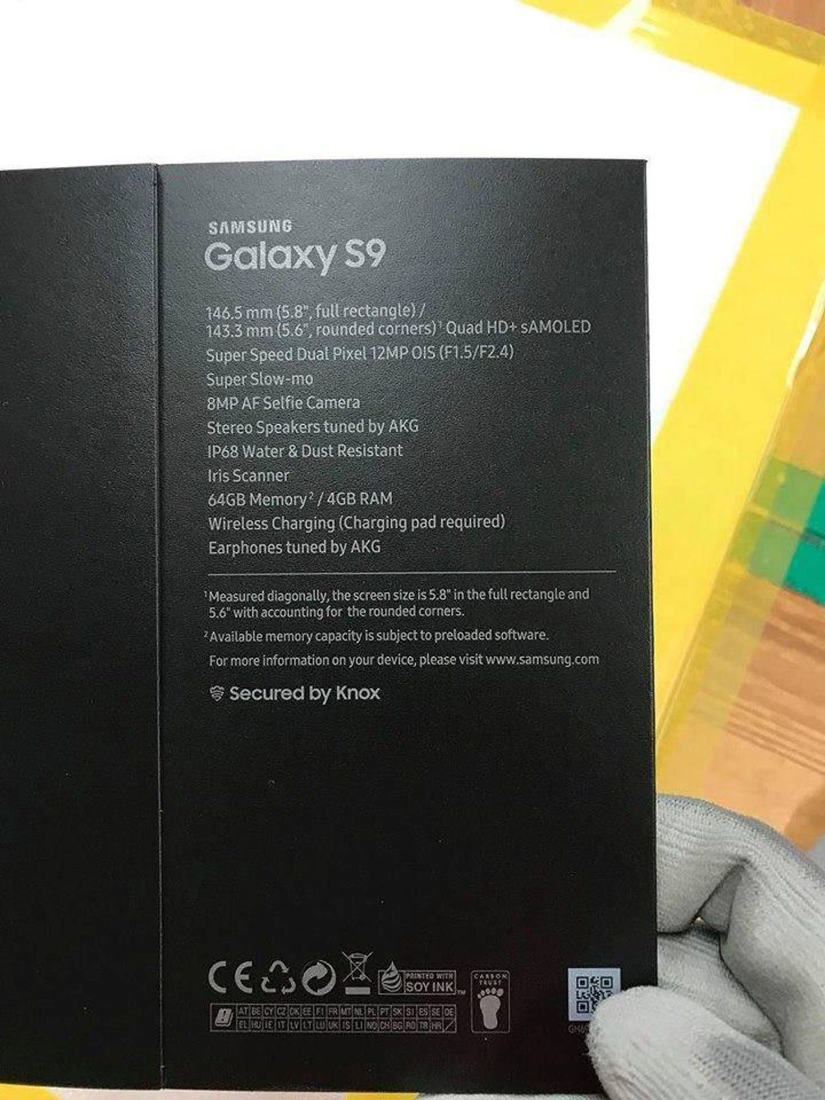 Leaked: Galaxy S9 box