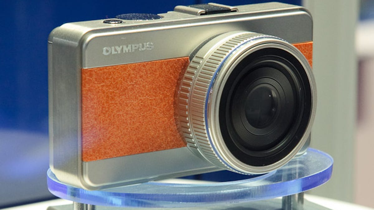 Olympus&apos; concept model of a svelte compact camera using the Micro Four Thirds standard.