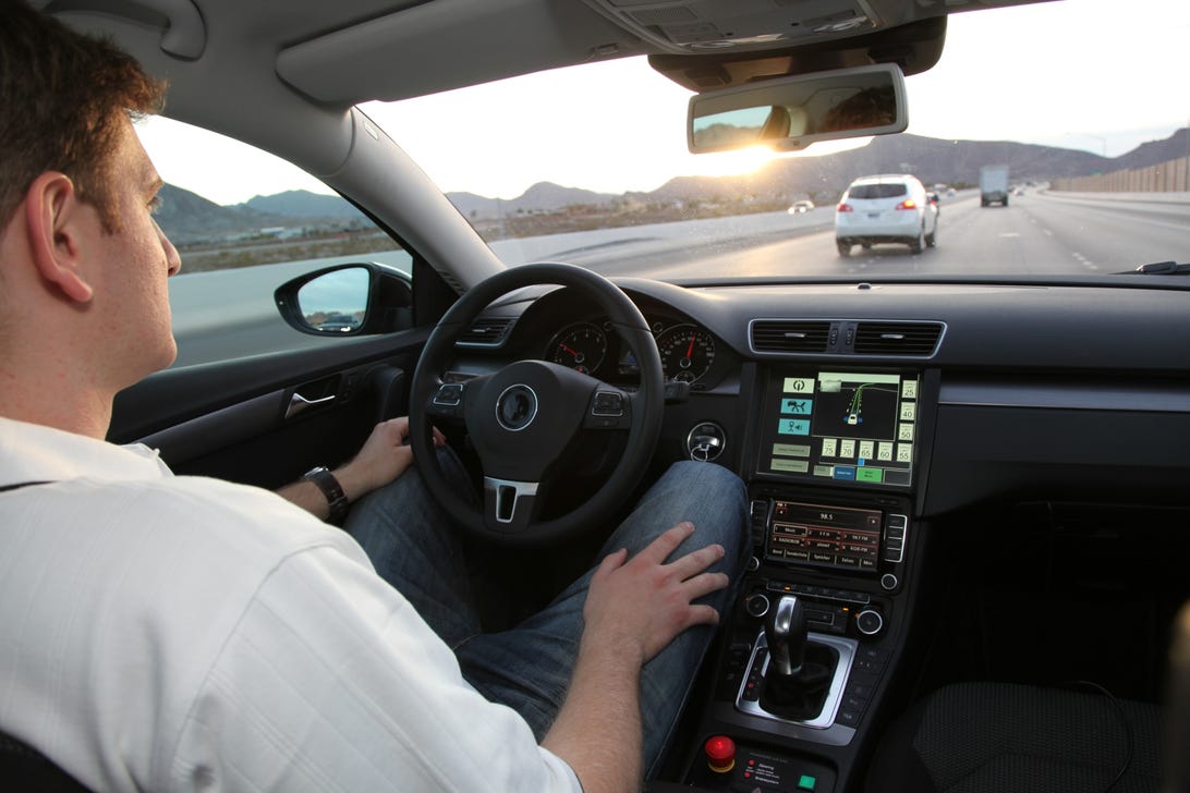 A Continental-modified self-driving VW Passat near Las Vegas.