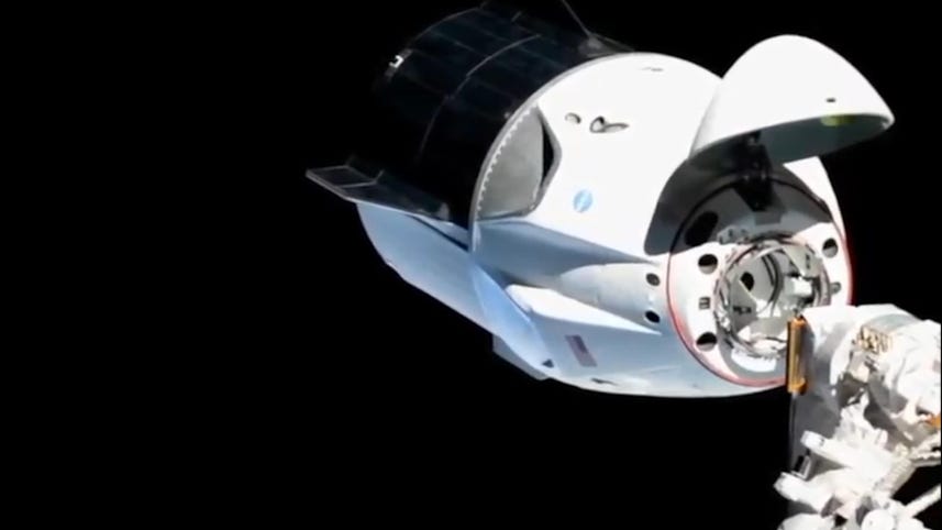 SpaceX's Crew Dragon spacecraft docks with the International Space Station