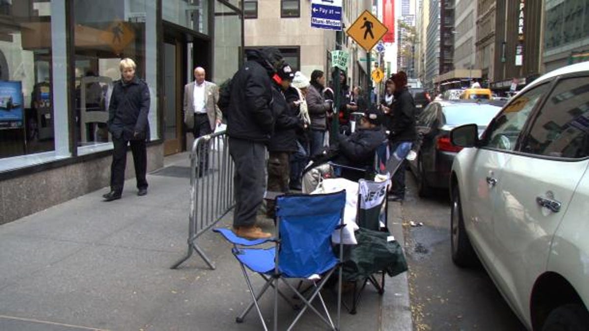 The line outside of Nintendo&apos;s flagship store in New York ahead of the launch of the Wii U console.