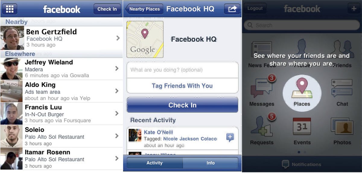Places on Facebook's iPhone app.