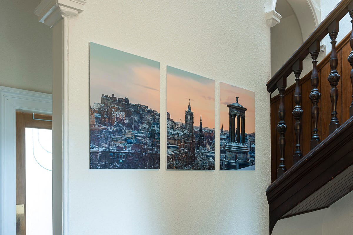 Image of an image printed on three panels.