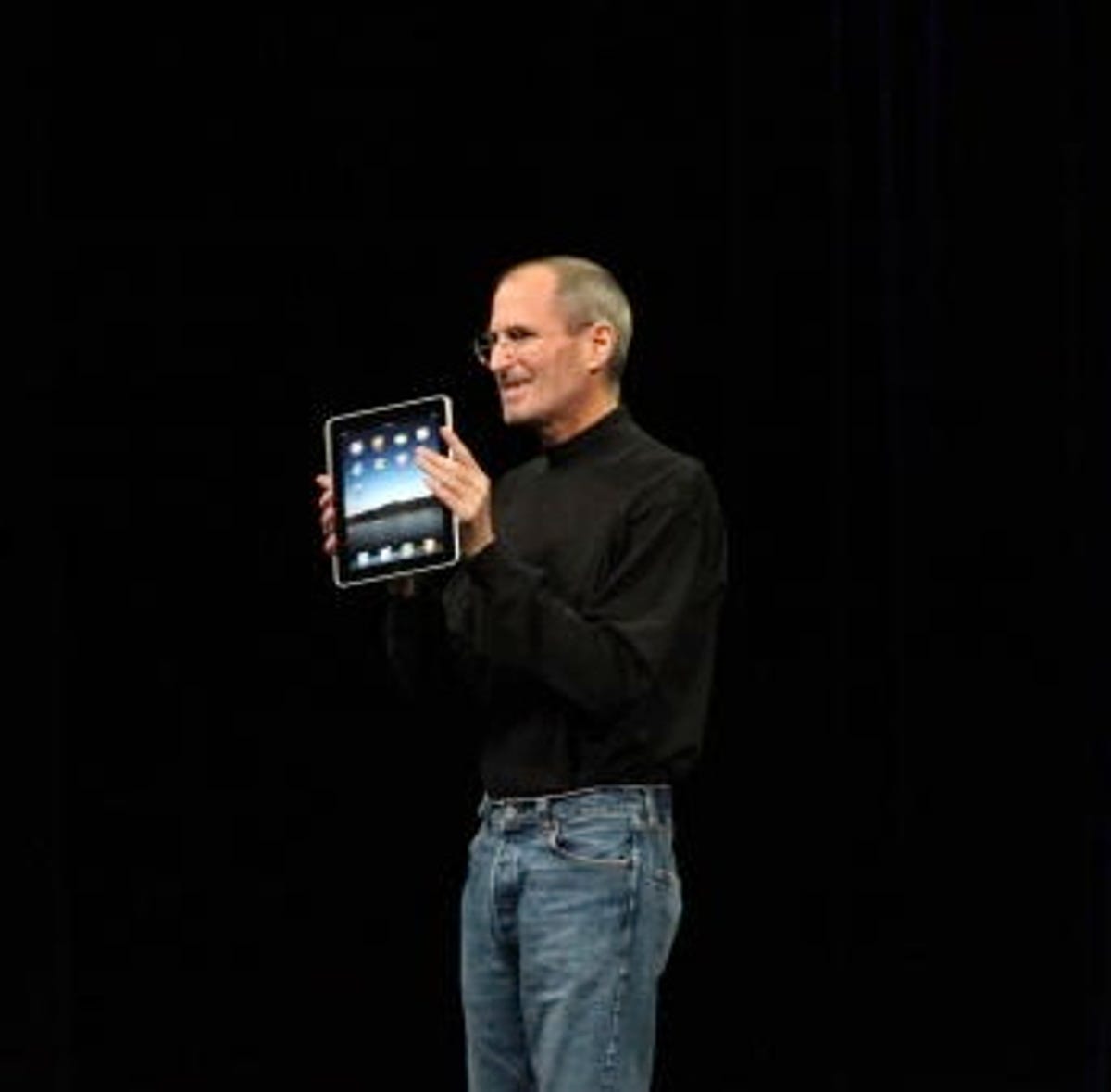 Late Apple CEO Steve Jobs, introducing the first iPad in 2010. The 3G model is among the devices on the ban list.
